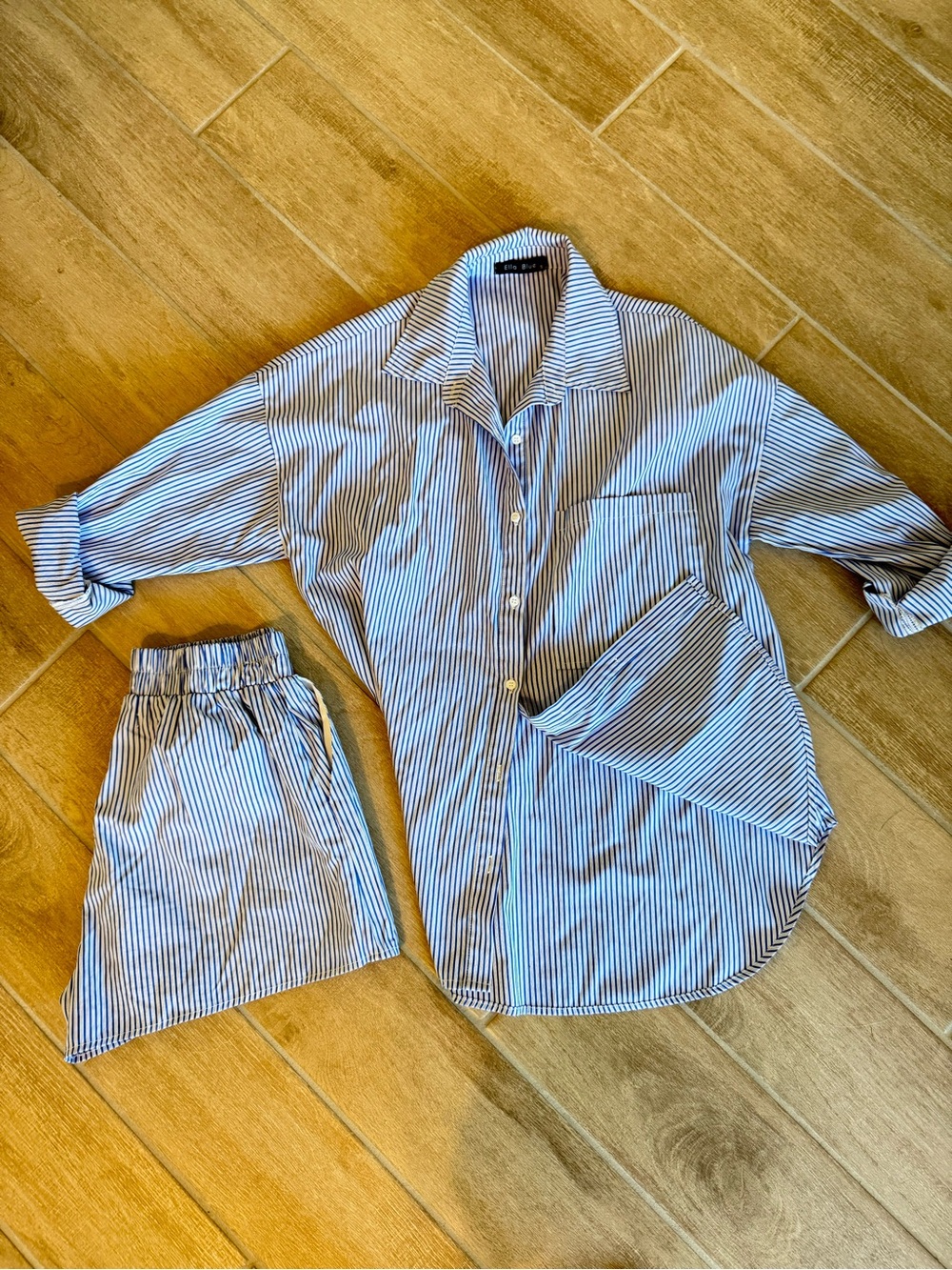 Pinstripe Top and Shorts Set